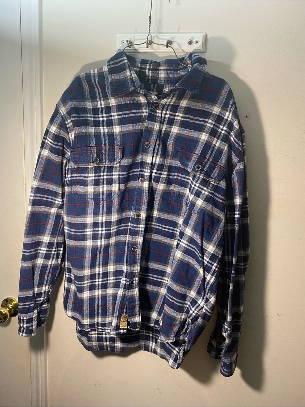 Jachs Navy and White Plaid Flannel Shirt